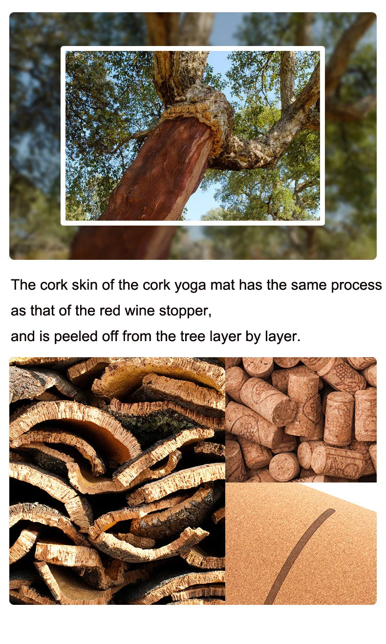 Cork Yoga Mat with Alignment Lines – Non-Slip & Durable | Perfect for Beginners & Yoga Training (183x68 cm)