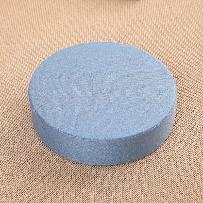 Linen Tatami Meditation Cushion – Round Yoga Pillow 40 cm | Comfort & Posture – RaviZen