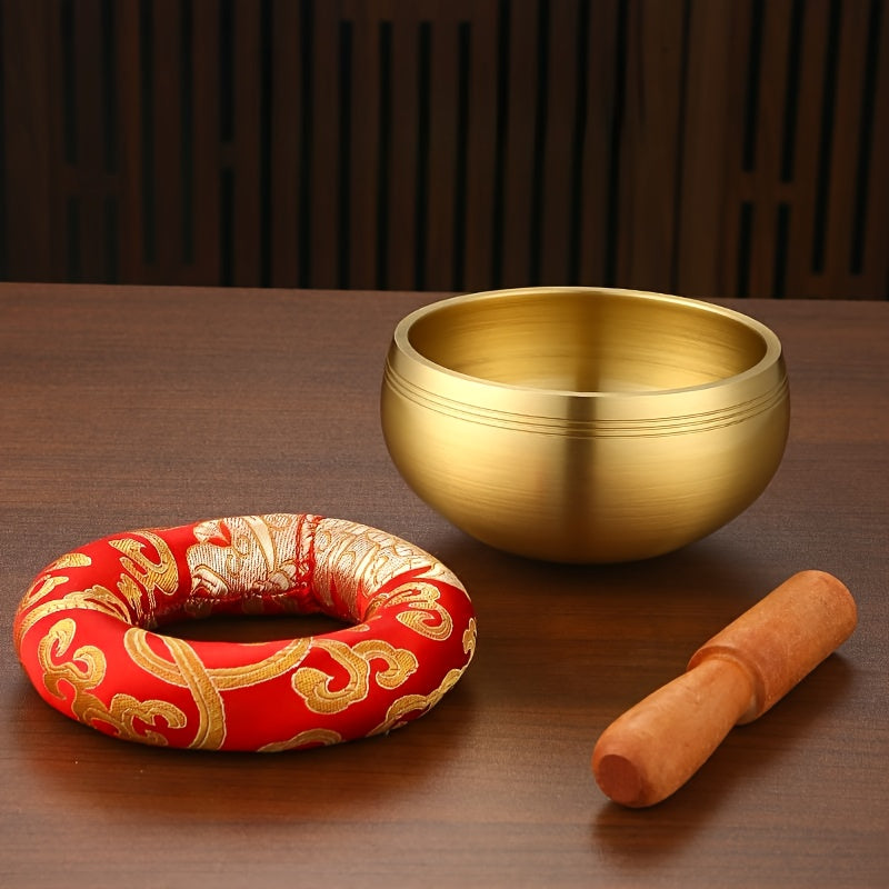 Mindfulness meditation singing bowl, including wooden mallet, original Tibetan bowl