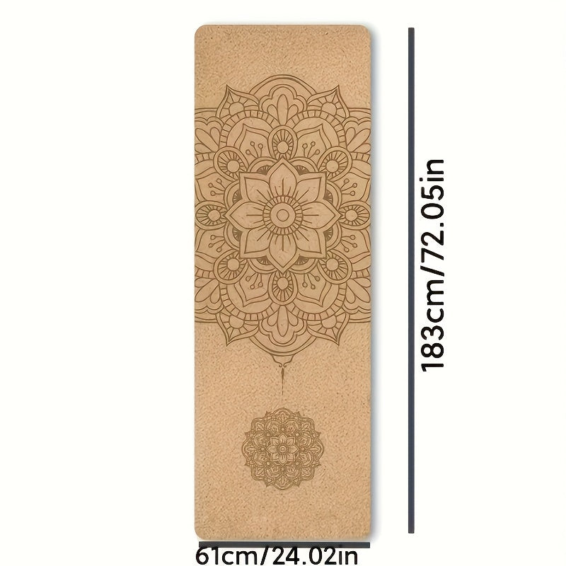 Cork Yoga Mat with Mandala Design – Non-Slip & Durable | For Yoga and Meditation