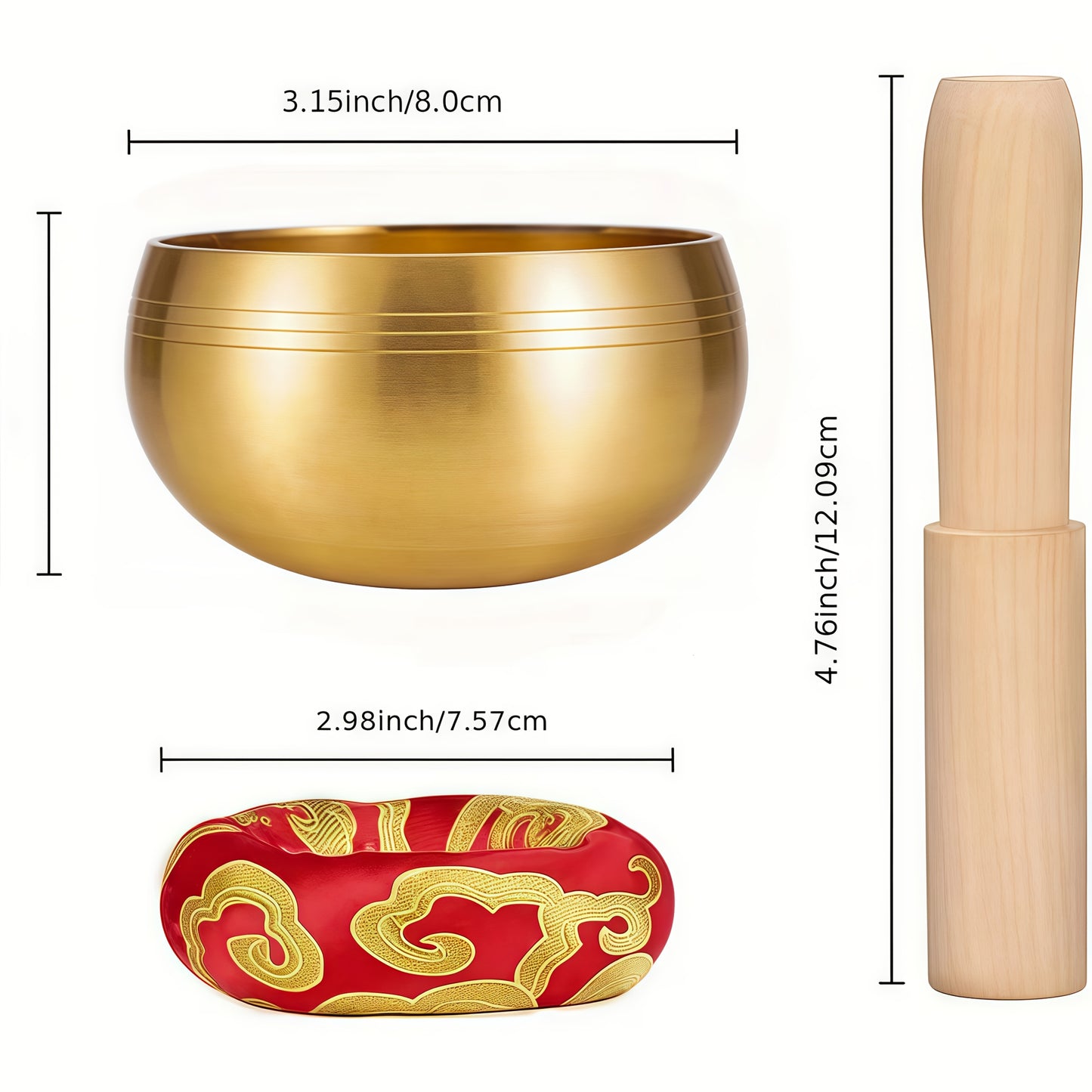 Mindfulness meditation singing bowl, including wooden mallet, original Tibetan bowl