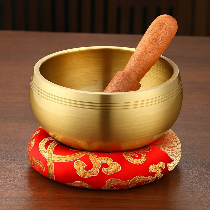 Mindfulness meditation singing bowl, including wooden mallet, original Tibetan bowl