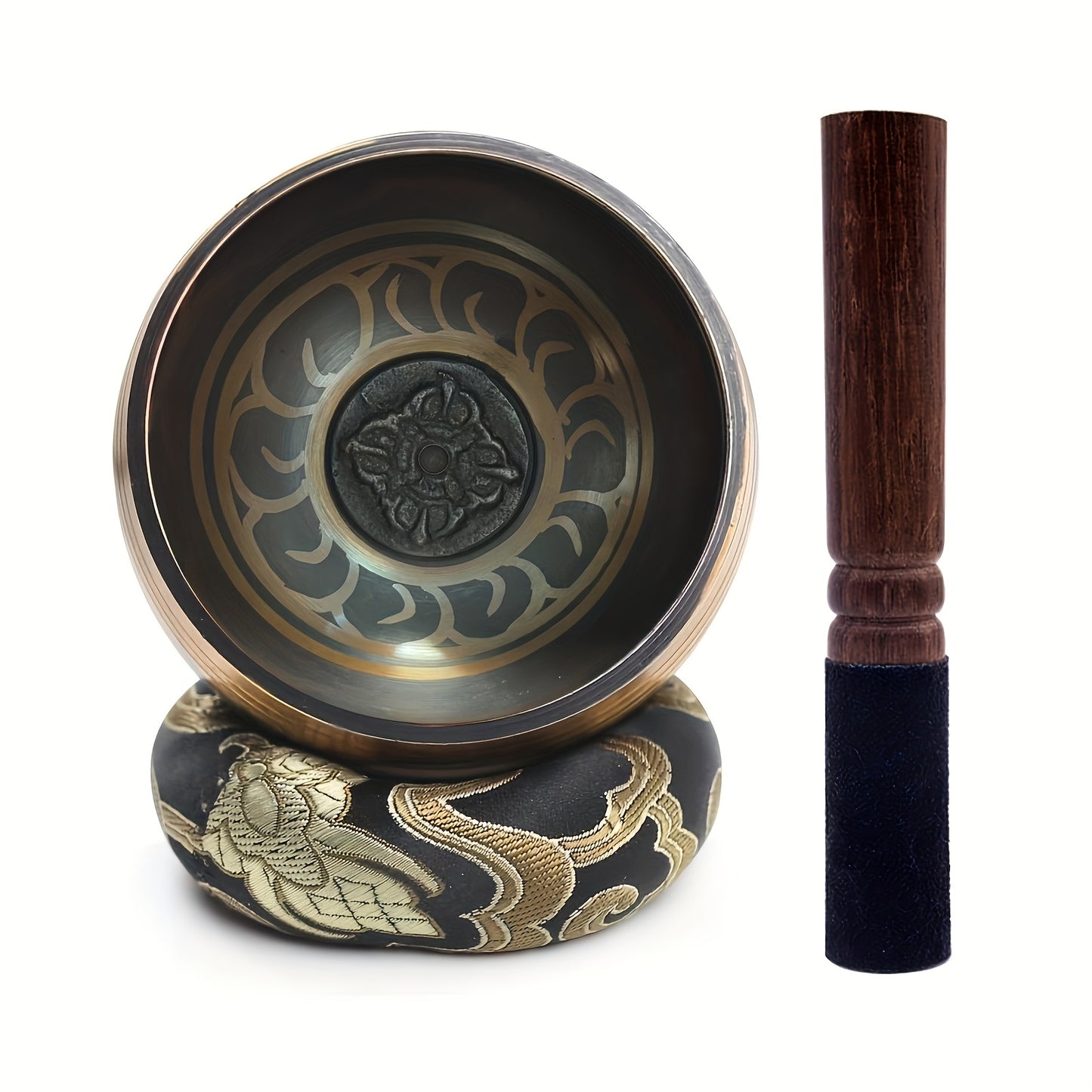 Handmade Tibetan singing bowl set, for yoga, meditation, mindfulness, healing, and chakra balancing