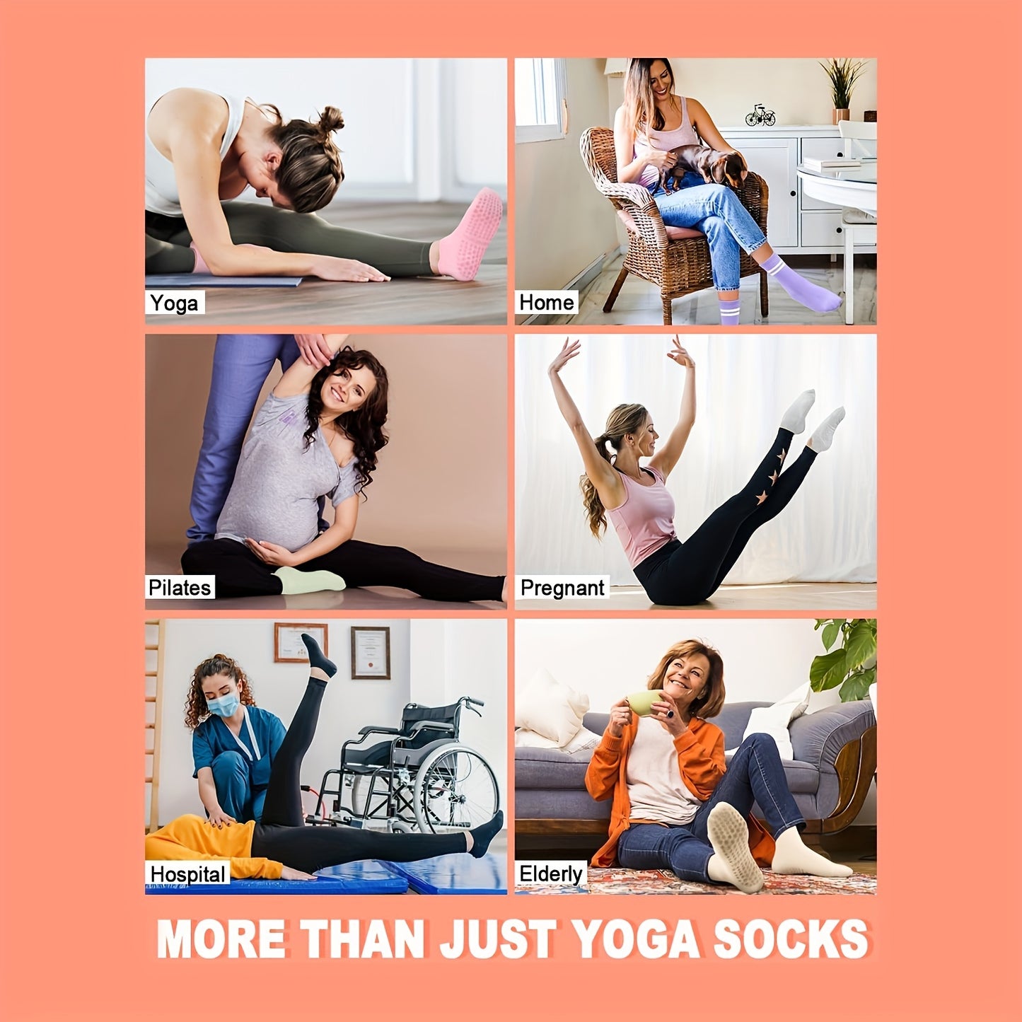 4 paar Pilates-sokken voor vrouwen