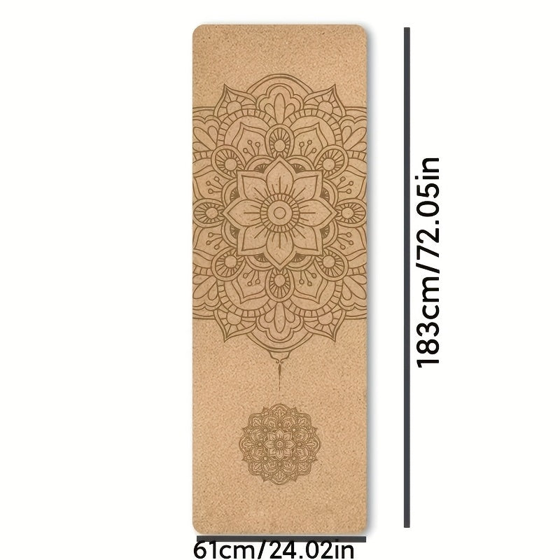 Cork Yoga Mat with Mandala Design – Non-Slip & Durable | For Yoga and Meditation