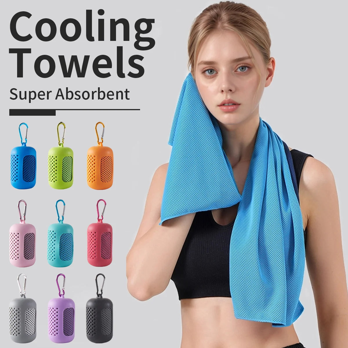 RaviZen Portable Cooling Towel – Siliconen Opbergcase | Sneldrogende Verkoelende Sporthanddoek voor Fitness & Strand