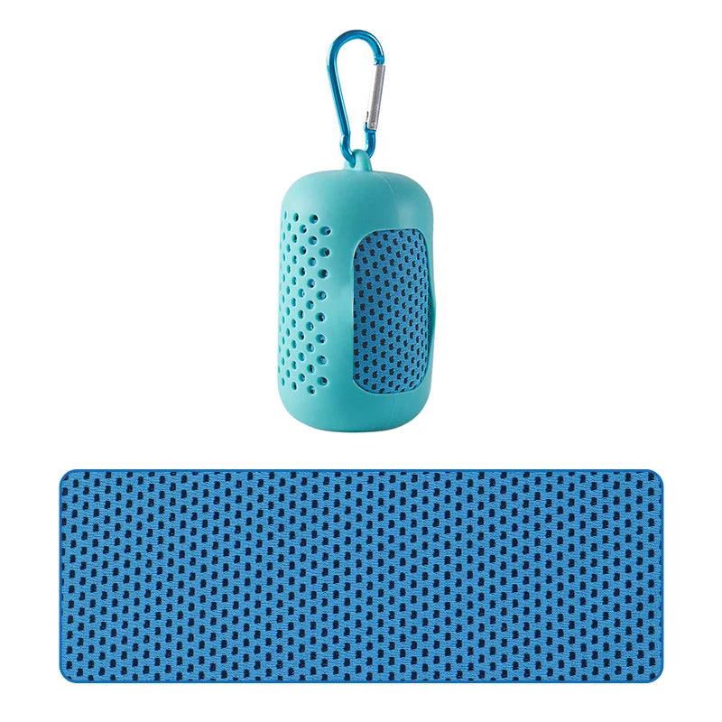 RaviZen Portable Cooling Towel – Siliconen Opbergcase | Sneldrogende Verkoelende Sporthanddoek voor Fitness & Strand