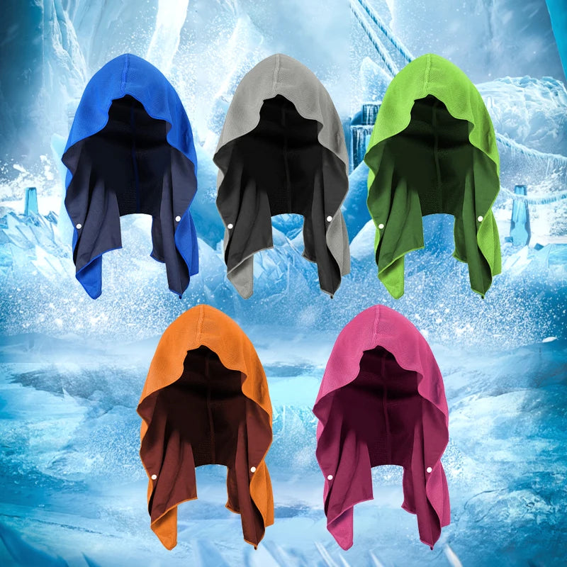 RaviZen Cooling Hoodie Towel – Directe Verkoeling | Sneldrogende Sport & Yoga Handdoek met Capuchon