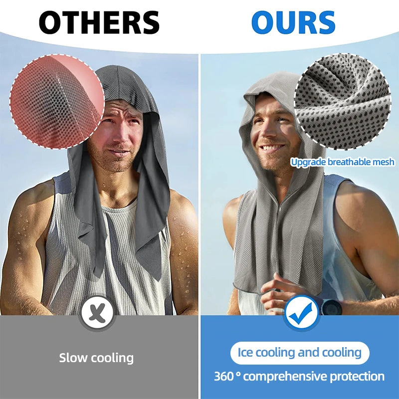 RaviZen Cooling Hoodie Towel – Directe Verkoeling | Sneldrogende Sport & Yoga Handdoek met Capuchon