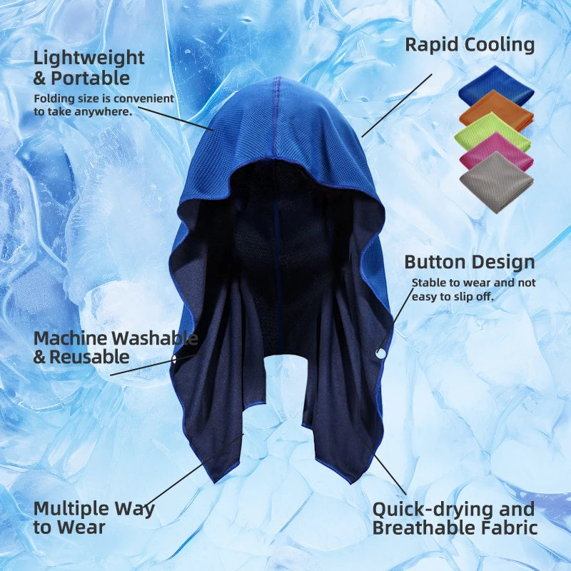 RaviZen Cooling Hoodie Towel – Directe Verkoeling | Sneldrogende Sport & Yoga Handdoek met Capuchon