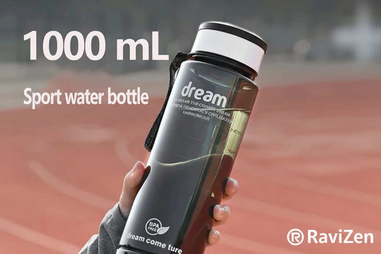 Ravizen.nl 1000ml Motivatie Sportfles – Lekvrije Outdoor & Fitness Waterfles | Draagbare Drinkfles voor Gym, Yoga & Reizen