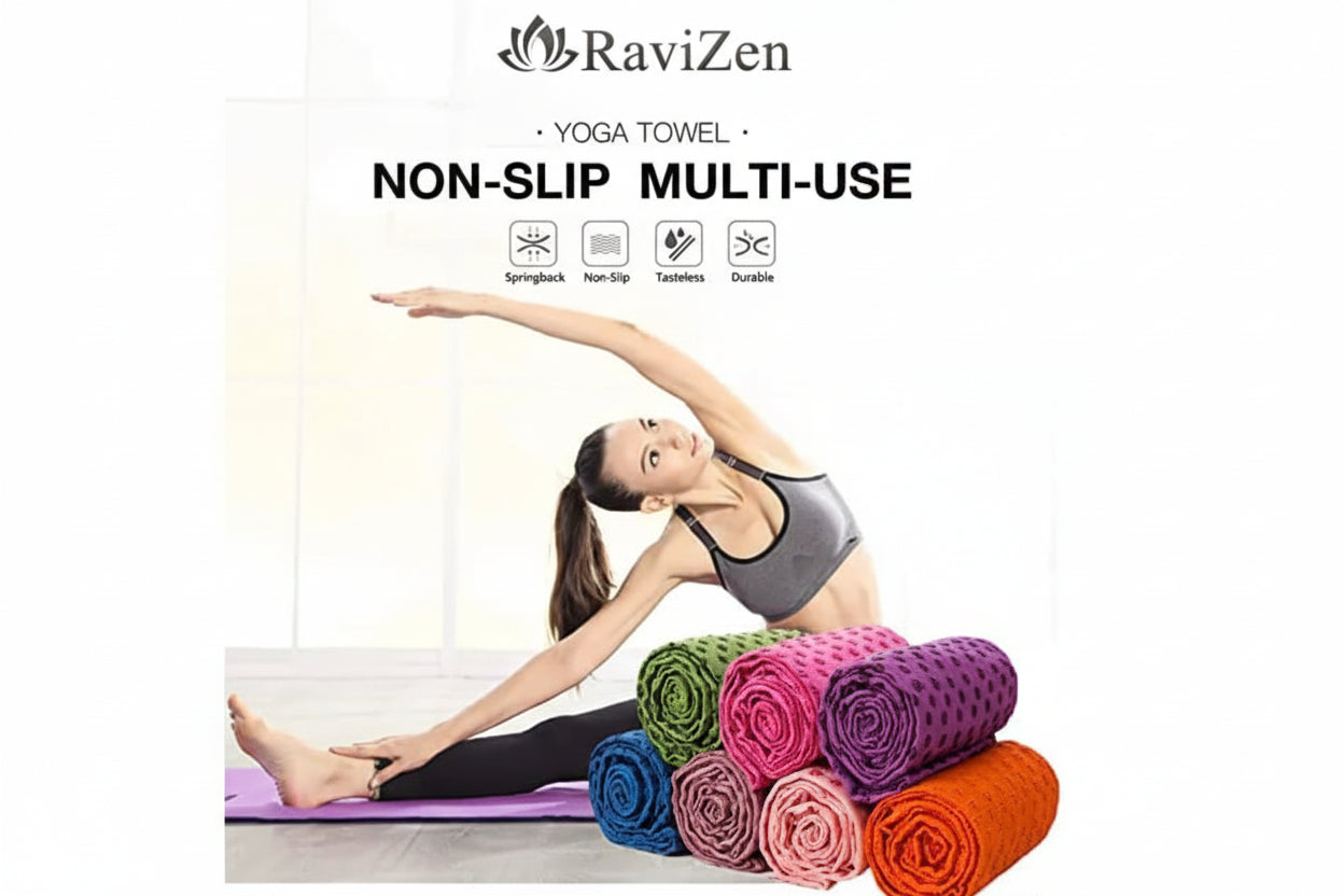 Antislip Hot Yoga Handdoek – Zweet absorberende/ Lichtgewicht Fitness‑ & Yogadeken voor Studio & Travel