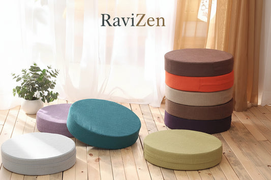 Tatami Meditatiekussen van Linnen 40×6 cm – Stevig, Duurzaam & Afneembaar | Rond Yogakussen, Machinewasbaar