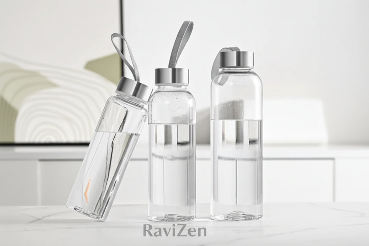 RaviZen Yoga waterfles 300/400/500 ml (Draagbaar, Plastic, Transparant)