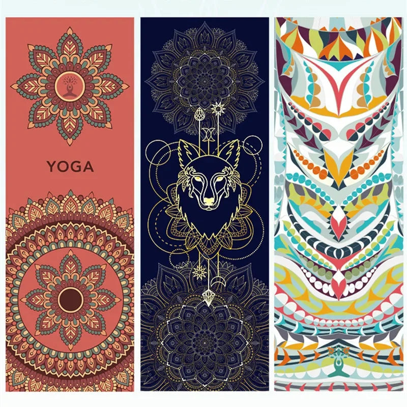 Hot Yoga Mat Towel 185*63cm Printed Yoga Towel Non-Slip Fitness Workout Mat Cover for Pilates Gym Yoga Blankets