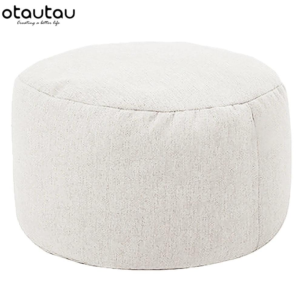 Ronde Katoenen Linnen Poef met Vulling – Ø30 × H20 cm | Minimalistisch & Comfortabel