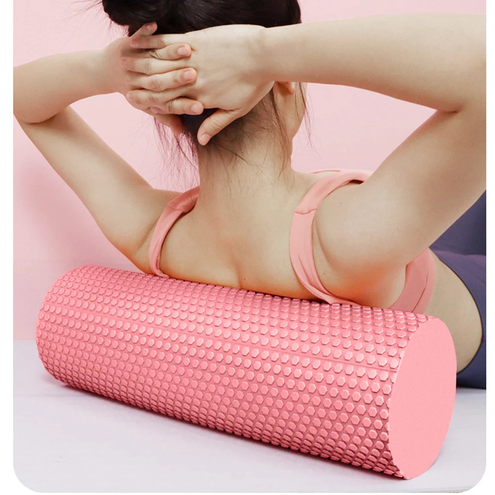 EVA Yoga Roller – Ronde Foam Cylinder voor Pilates & Spierherstel | Hexagon Grip, 9.5 cm Ø, 45 cm Lengte