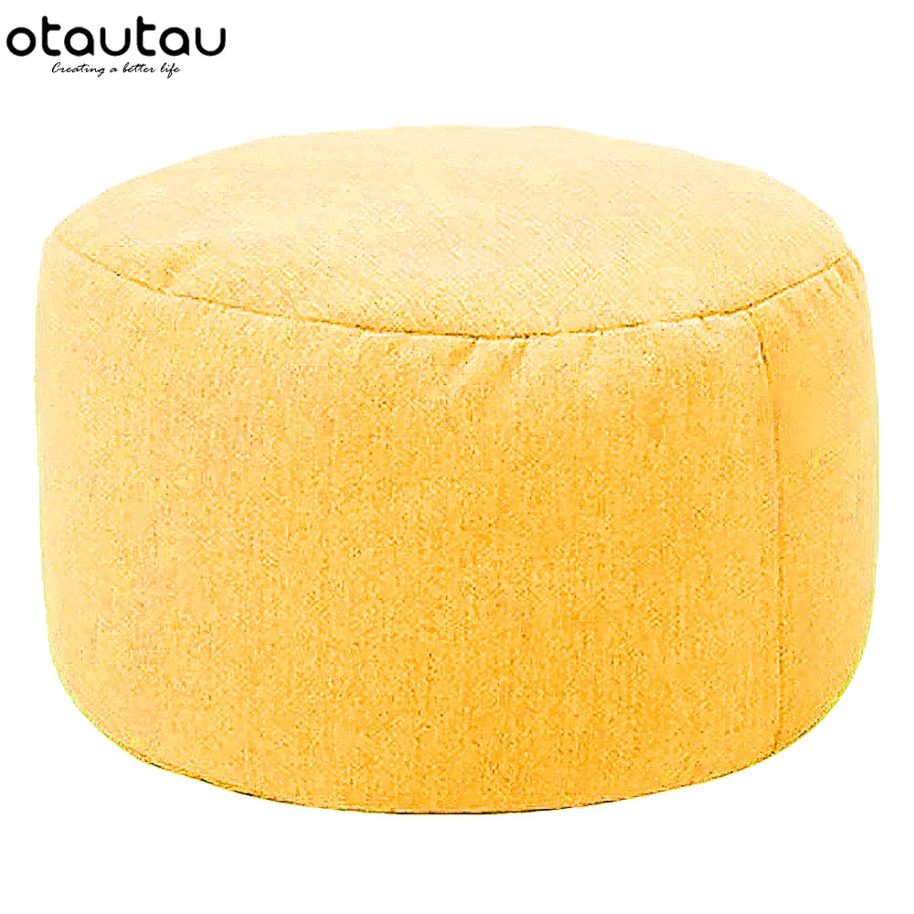 Ronde Katoenen Linnen Poef met Vulling – Ø30 × H20 cm | Minimalistisch & Comfortabel