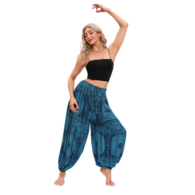 Boho Yoga Harem Pants – High Waist & Hippie Print | Comfortable Flow Pants for Yoga, Pilates & Everyday Wear