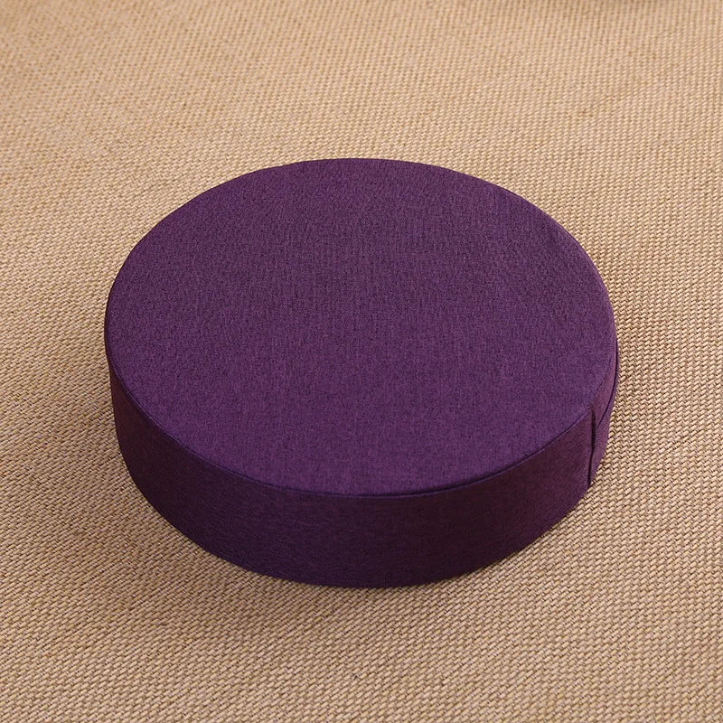 Linen Tatami Meditation Cushion – Round Yoga Pillow 40 cm | Comfort & Posture – RaviZen
