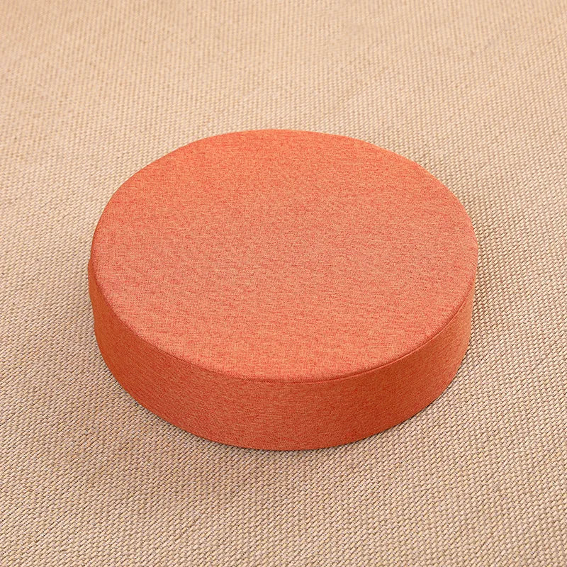 Linen Tatami Meditation Cushion – Round Yoga Pillow 40 cm | Comfort & Posture – RaviZen