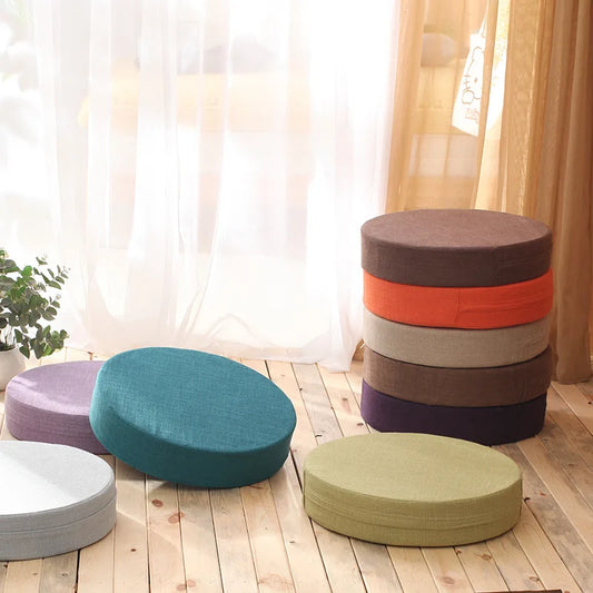 40x6cm Linen Tatami Meditation Cushion Sturdy and Durable Round Yoga Stretching Cushion Removable and Machine Washable
