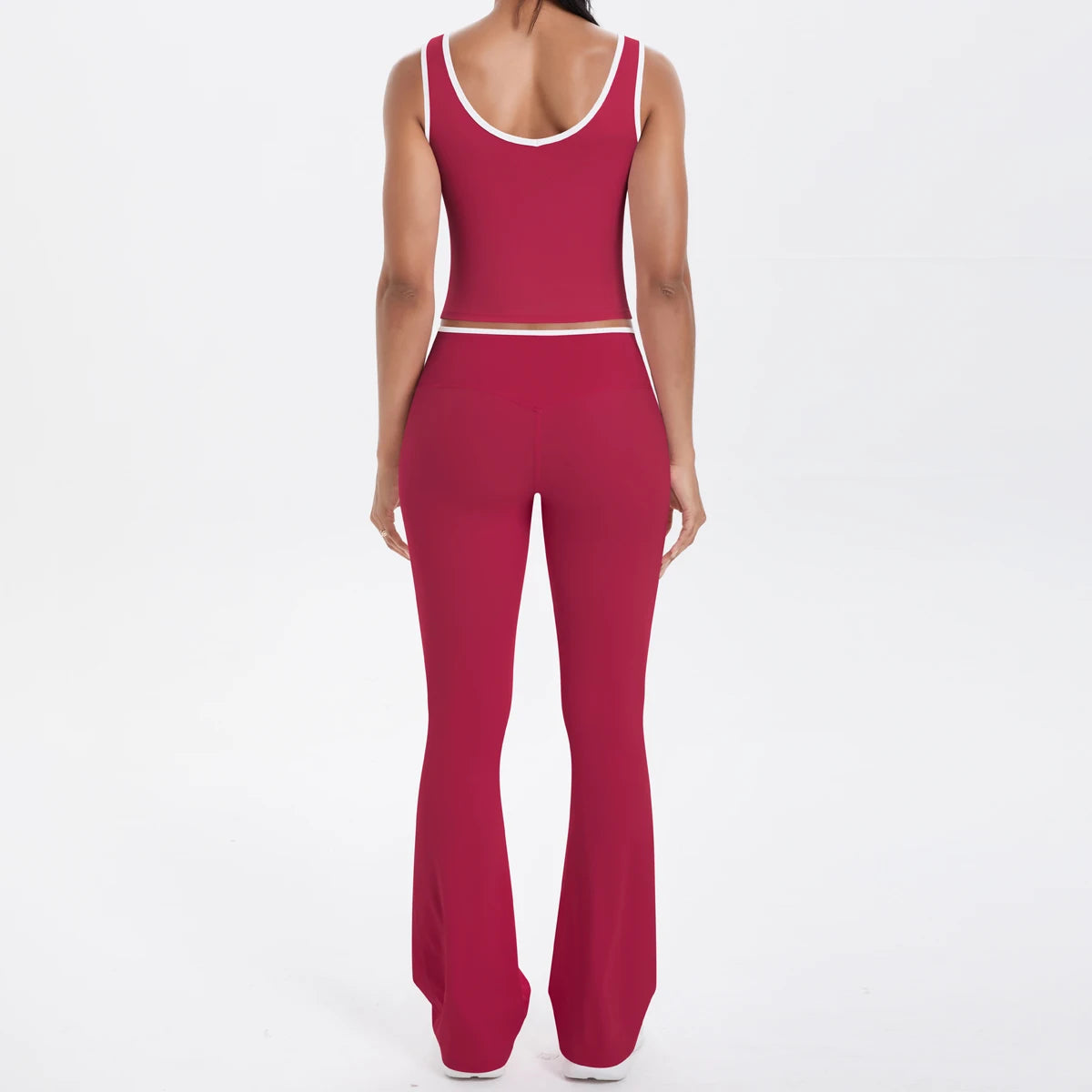 Autumn Women's Yoga Set – U-Neck Sports Top & High-Waist Cross Wide-Leg Pants | Seamless, Elastic & Slim Fit Sportswear