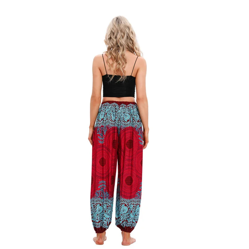 Boho Yoga Harem Pants – High Waist & Hippie Print | Comfortable Flow Pants for Yoga, Pilates & Everyday Wear
