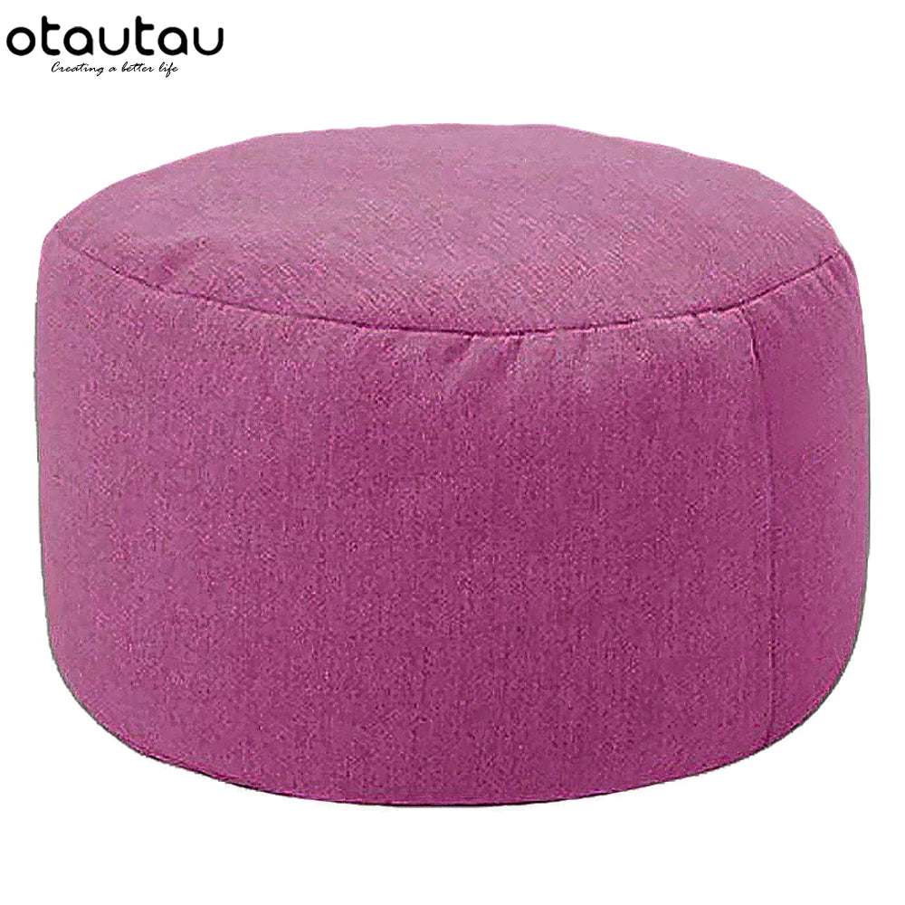 Ronde Katoenen Linnen Poef met Vulling – Ø30 × H20 cm | Minimalistisch & Comfortabel