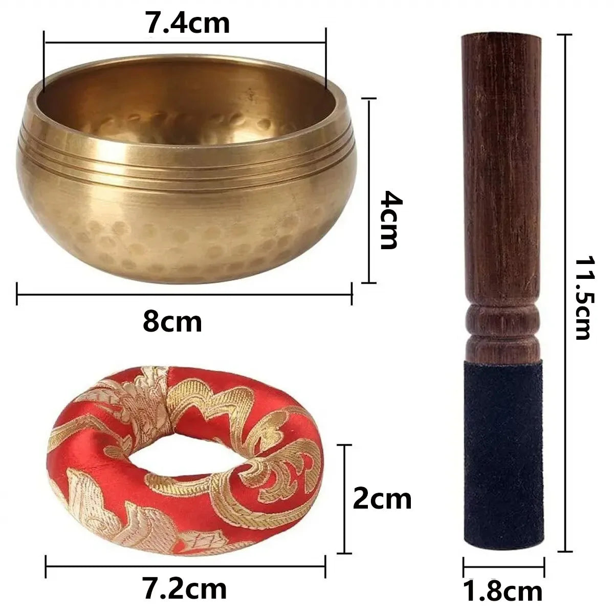 Tibetan Singing Bowl Set – Meditation & Yoga Sound Bowl with Striker and Cushion | Stress Relief & Relaxation