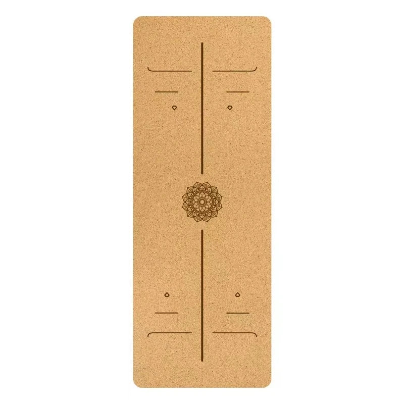 Cork Yoga Mat with Alignment Lines – Non-Slip & Durable | Perfect for Beginners & Yoga Training (183x68 cm)