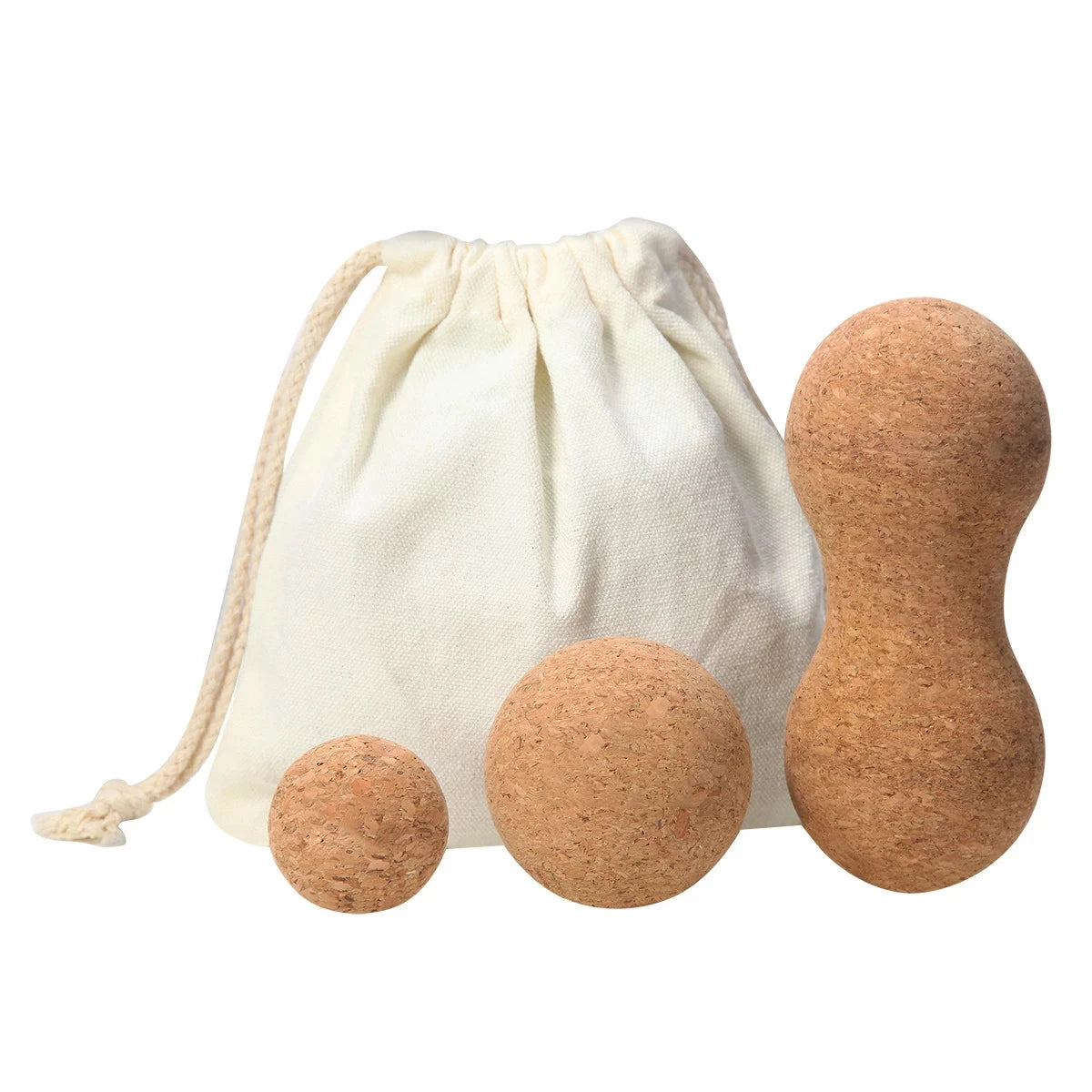 Natuurlijke Kurken Massageballen Set – Fascia Peanut Ball & Yogabal voor Rug, Schouders & Nek | Eco‑Vriendelijk Spierherstel & Pilates Training