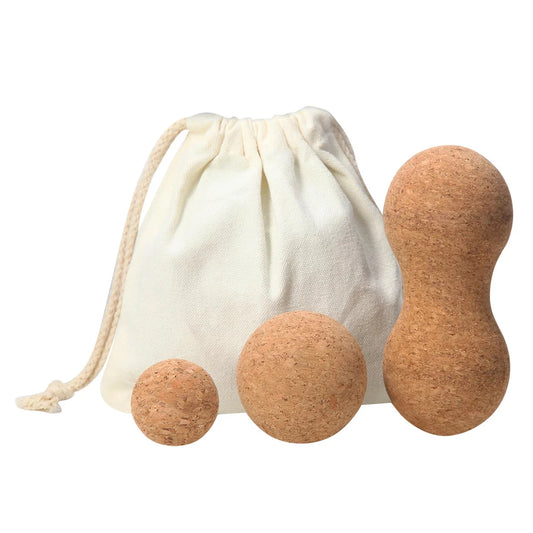 Natuurlijke Kurken Massageballen Set – Fascia Peanut Ball & Yogabal voor Rug, Schouders & Nek | Eco‑Vriendelijk Spierherstel & Pilates Training