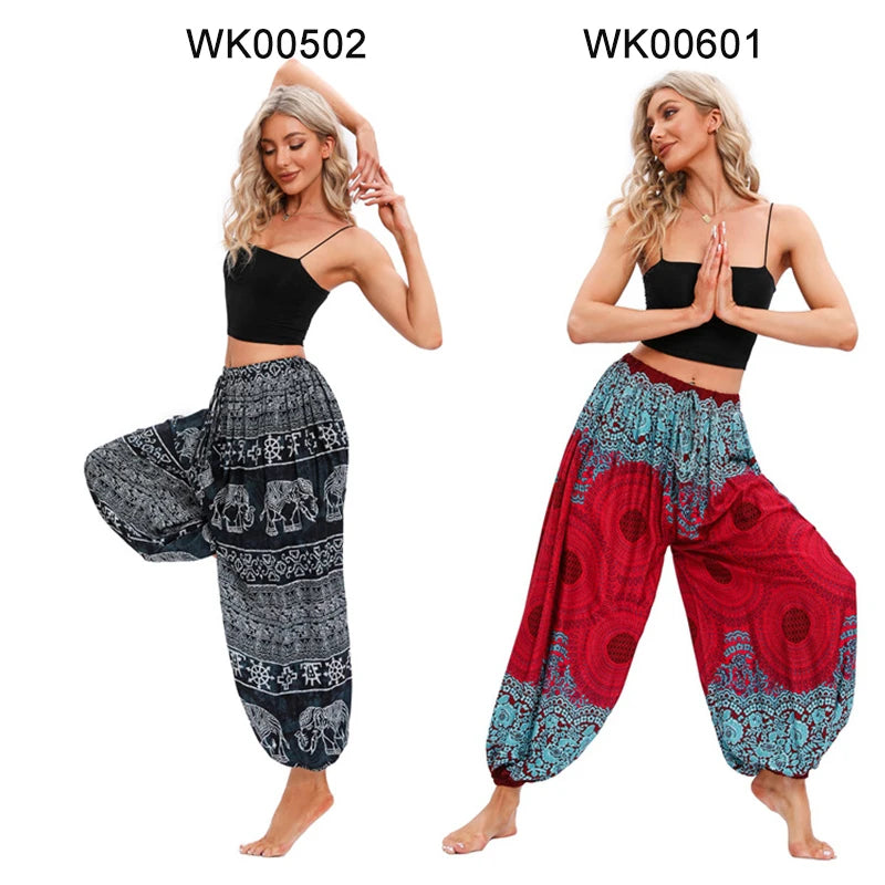 Boho Yoga Harem Pants – High Waist & Hippie Print | Comfortable Flow Pants for Yoga, Pilates & Everyday Wear