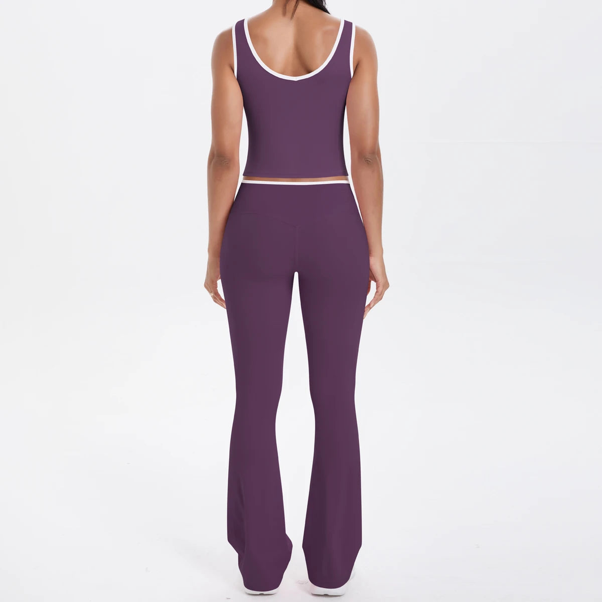 Autumn Women's Yoga Set – U-Neck Sports Top & High-Waist Cross Wide-Leg Pants | Seamless, Elastic & Slim Fit Sportswear
