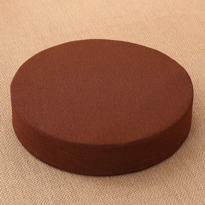 Linen Tatami Meditation Cushion – Round Yoga Pillow 40 cm | Comfort & Posture – RaviZen