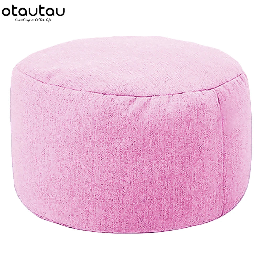 Ronde Katoenen Linnen Poef met Vulling – Ø30 × H20 cm | Minimalistisch & Comfortabel