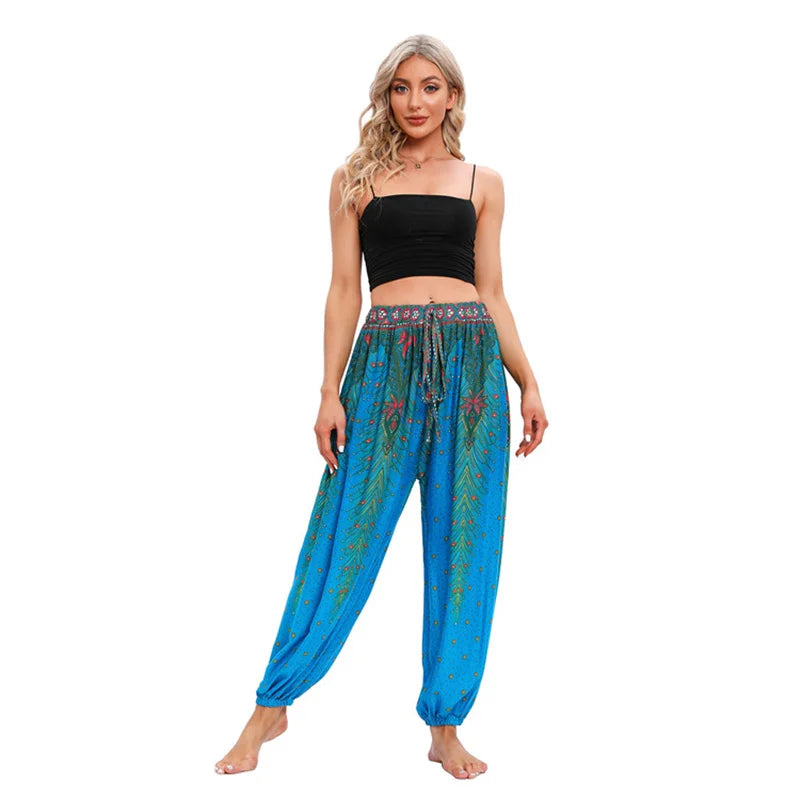 Boho Yoga Harem Pants – High Waist & Hippie Print | Comfortable Flow Pants for Yoga, Pilates & Everyday Wear