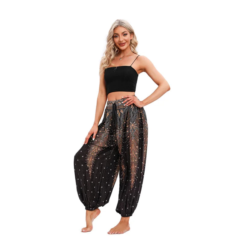 Boho Yoga Harem Pants – High Waist & Hippie Print | Comfortable Flow Pants for Yoga, Pilates & Everyday Wear
