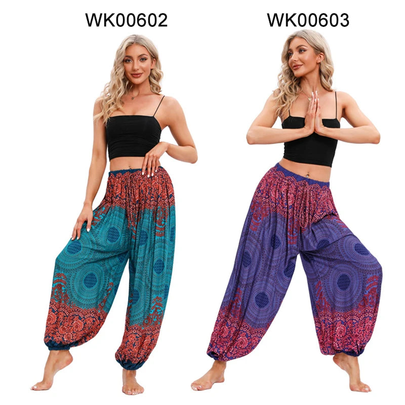 Boho Yoga Harem Pants – High Waist & Hippie Print | Comfortable Flow Pants for Yoga, Pilates & Everyday Wear