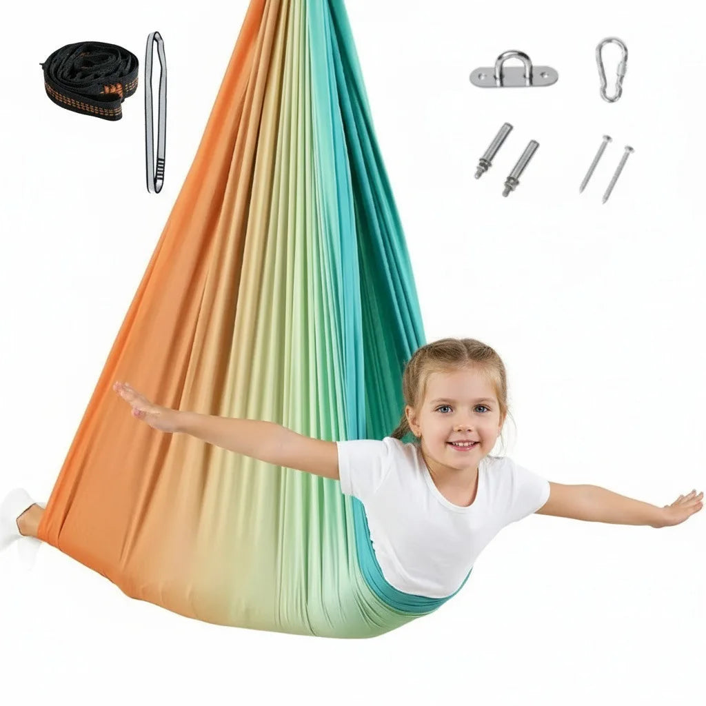Yoga Hangmat voor Kinderen – Sensory Swing voor Binnen & Buiten | Elastisch Nylon voor Yoga & Therapie