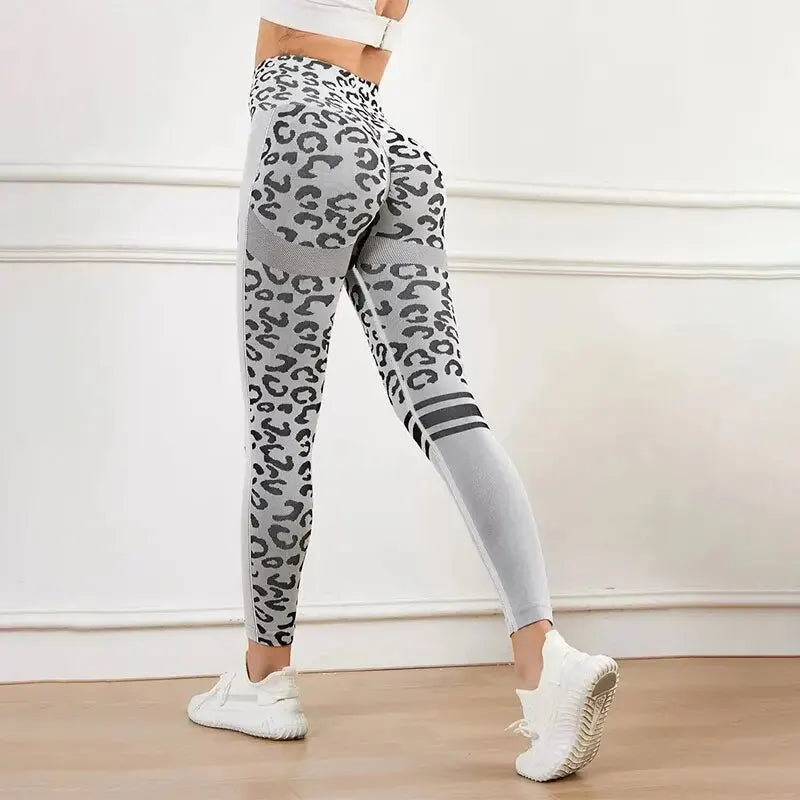 High Waisted Yoga Pants Tummy Control Leopard Print Seamless Quick Dry Fitness Leggings