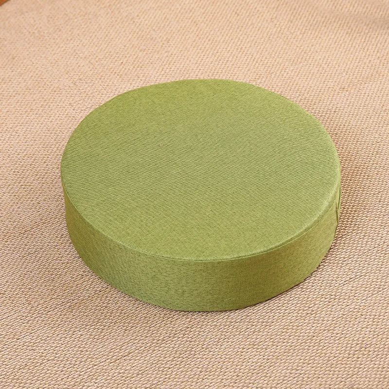 Linen Tatami Meditation Cushion – Round Yoga Pillow 40 cm | Comfort & Posture – RaviZen