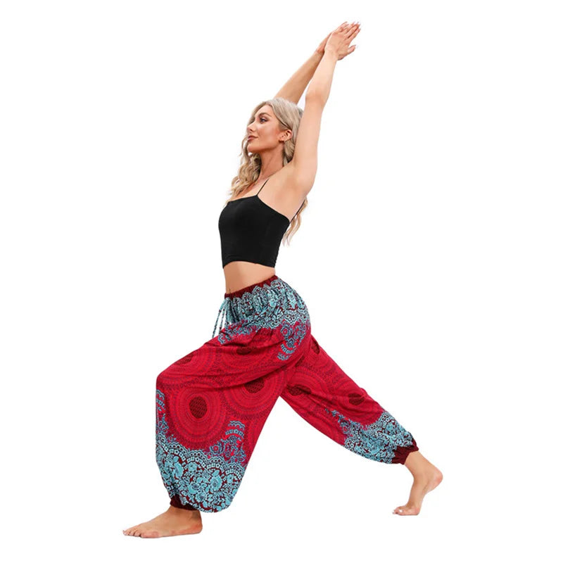 Boho Yoga Harem Pants – High Waist & Hippie Print | Comfortable Flow Pants for Yoga, Pilates & Everyday Wear