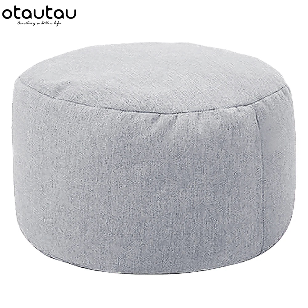 Ronde Katoenen Linnen Poef met Vulling – Ø30 × H20 cm | Minimalistisch & Comfortabel