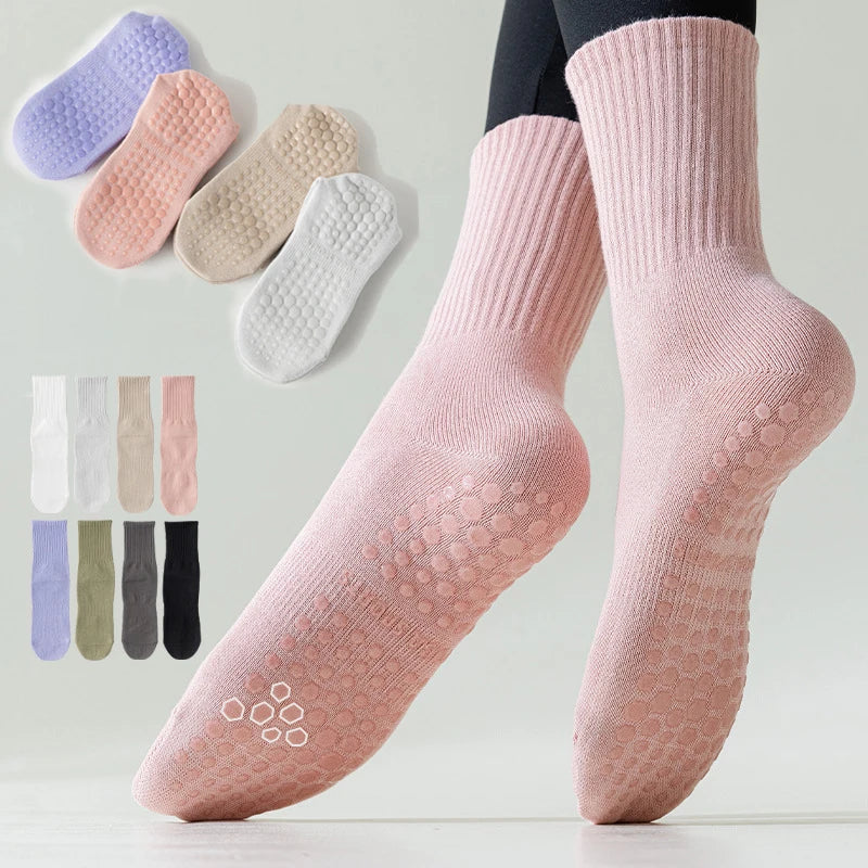 RaviZen Yoga Sokken Set – 4 Paar Antislip Sokken voor Yoga & Fitness