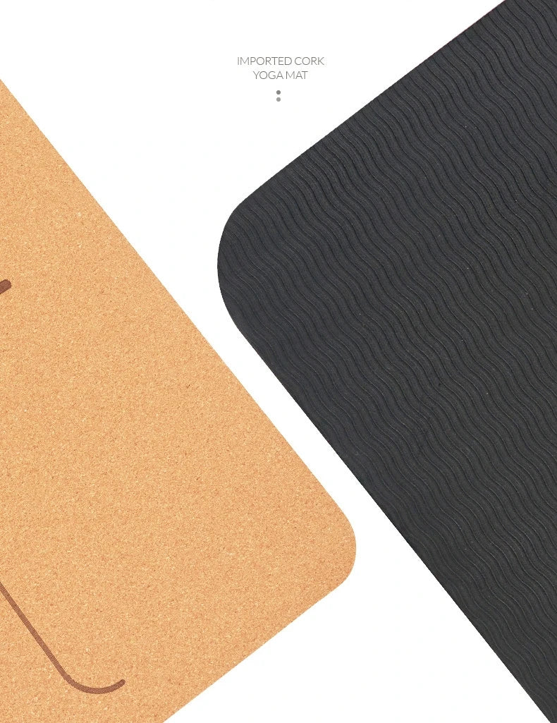 Cork Yoga Mat with Alignment Lines – Non-Slip & Durable | Perfect for Beginners & Yoga Training (183x68 cm)