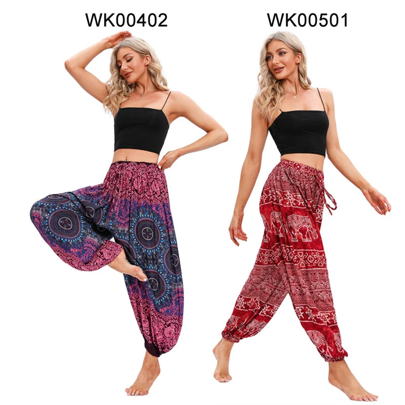 Boho Yoga Harem Pants – High Waist & Hippie Print | Comfortable Flow Pants for Yoga, Pilates & Everyday Wear