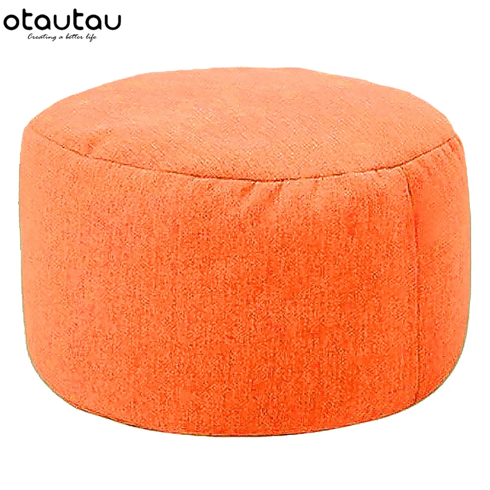 Ronde Katoenen Linnen Poef met Vulling – Ø30 × H20 cm | Minimalistisch & Comfortabel