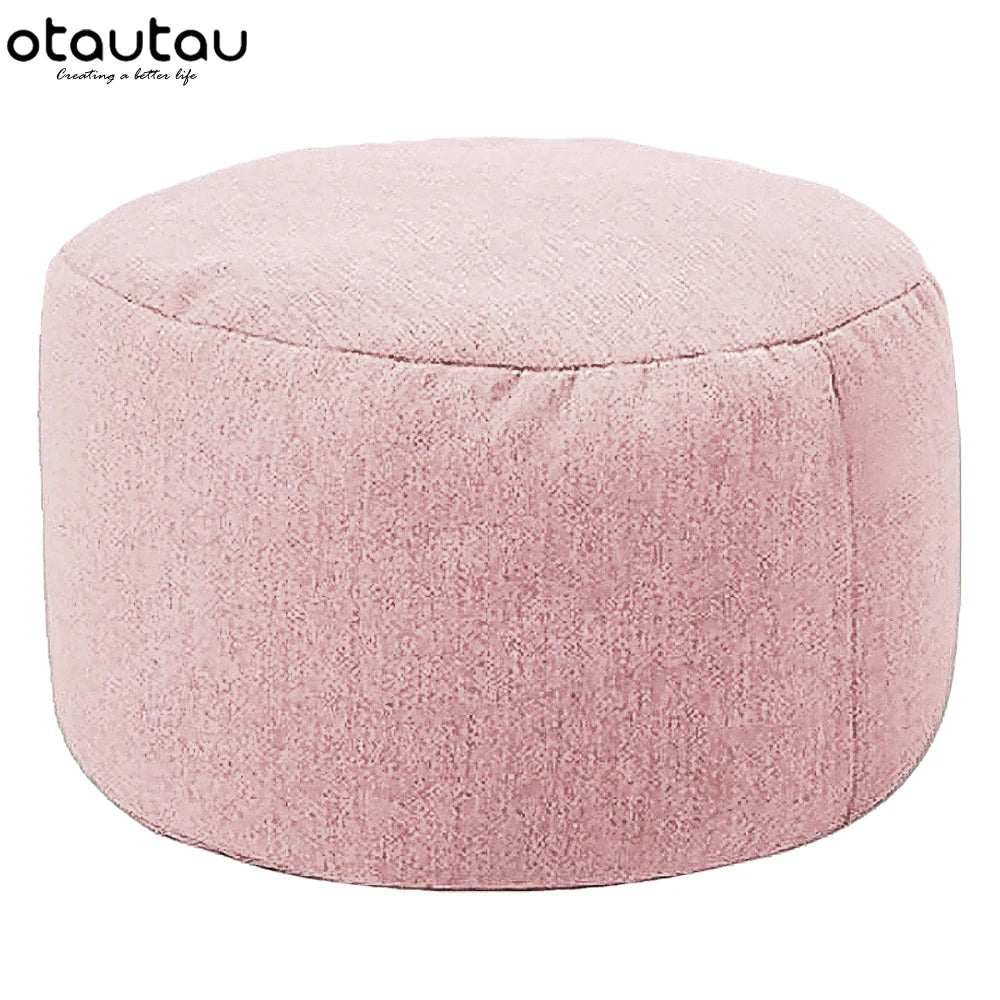 Ronde Katoenen Linnen Poef met Vulling – Ø30 × H20 cm | Minimalistisch & Comfortabel